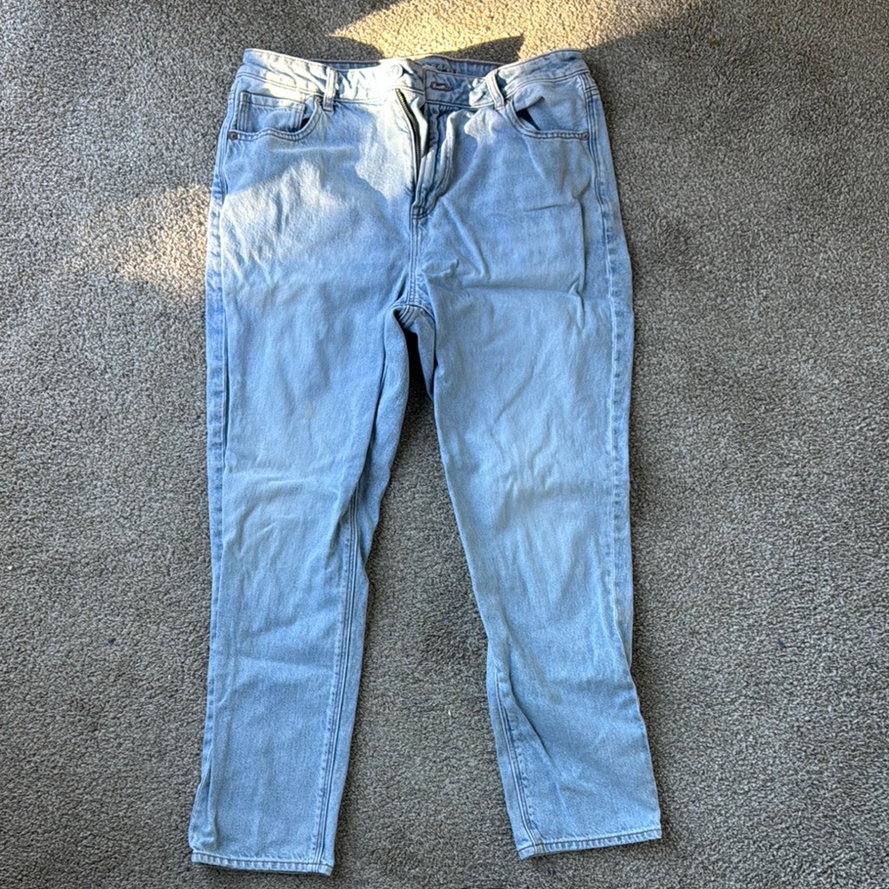 Light Blue High Rise Straight Leg Jeans